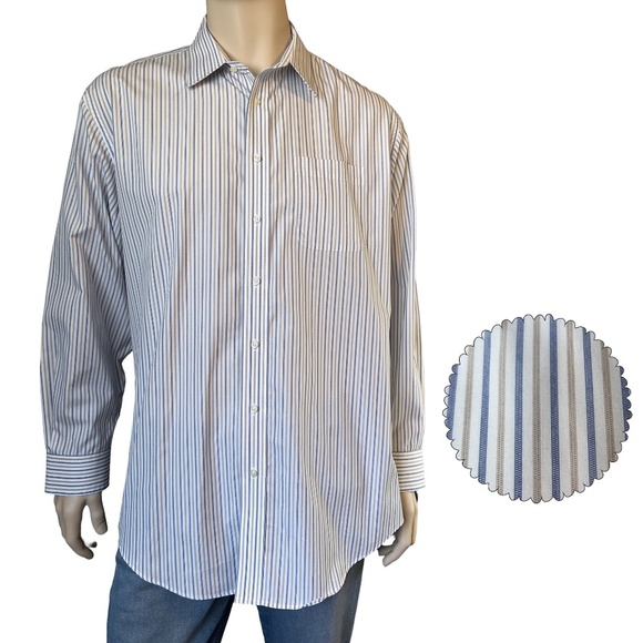 Josh A Bank Executive Collection Dress Shirt 100% Cotton Two Tone Stripe NWOT XL - Picture 1 of 13